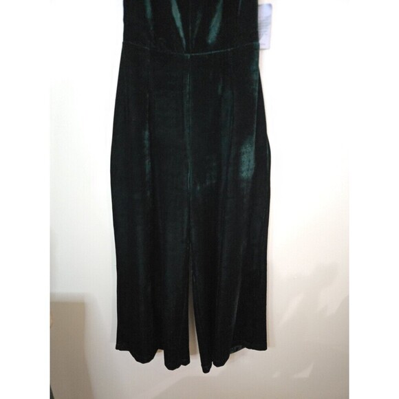 Adelyn Rae Simone Wide Leg Velvet Jumpsuit Womens Medium Hunter Green Cocktail - Picture 5 of 14